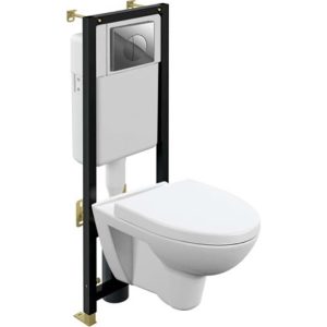 Инсталляция Cersanit Black с унитазом Parva и кнопкой смыва Leon Хром глянцевый 64229