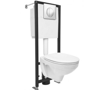 Инсталляция Cersanit Delfi с унитазом и кнопкой смыва Хром глянцевый S-SET-DEL/Black/TPL/Cg-w/60235